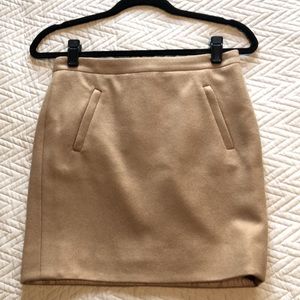 JCrew camel wool mini skirt